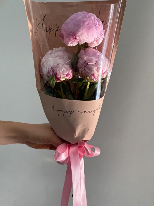 3 Pembe Şakayık Buketi