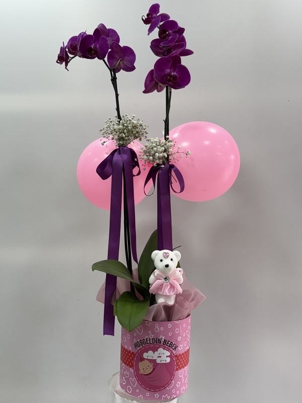 Kız Bebek Beyaz Mor Tasarım