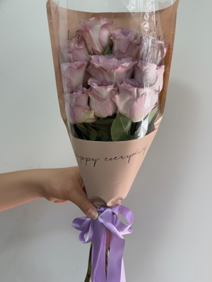 10 İthal Lila Gül Buketi